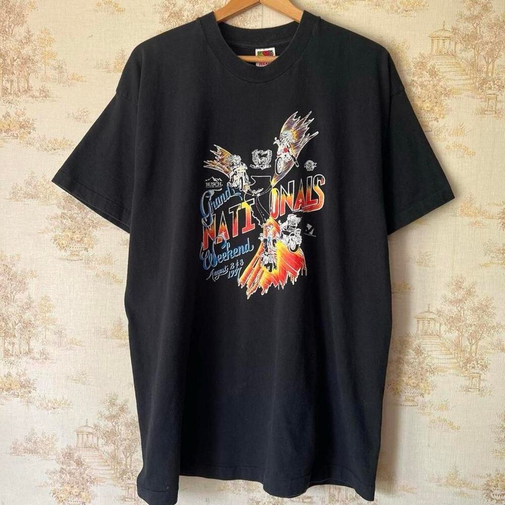 Vintage 90s 1997 Busch Grand Nationals T-Shirt | Motorcycle | Fits XLT
